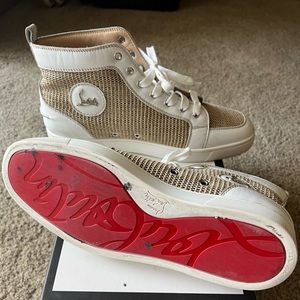 Christian Louboutin men’s high top sneaker size US 11 Europe 44 White Knit